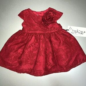 Pippa & Julie Special Occasion Baby Red Lace Flower Dress